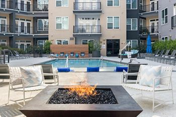 Poolside Firepit at The Dartmouth North Hills Apartments, Raleigh, NC